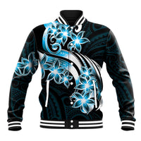 Plumeria Tribal Tattoo Baseball Jacket Blue Polynesian Pattern LT9 Unisex Blue - Polynesian Pride