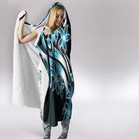 Plumeria Tribal Tattoo Hooded Blanket Blue Polynesian Pattern LT9 - Polynesian Pride