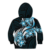 Plumeria Tribal Tattoo Kid Hoodie Blue Polynesian Pattern