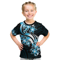 Plumeria Tribal Tattoo Kid T Shirt Blue Polynesian Pattern