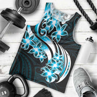 Plumeria Tribal Tattoo Men Tank Top Blue Polynesian Pattern LT9 - Polynesian Pride
