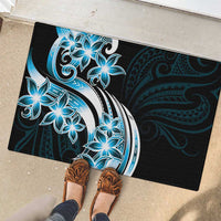Plumeria Tribal Tattoo Rubber Doormat Blue Polynesian Pattern LT9 - Polynesian Pride