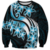 Plumeria Tribal Tattoo Sweatshirt Blue Polynesian Pattern LT9 Unisex Blue - Polynesian Pride