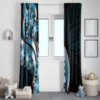 Plumeria Tribal Tattoo Window Curtain Blue Polynesian Pattern LT9 - Polynesian Pride