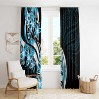 Plumeria Tribal Tattoo Window Curtain Blue Polynesian Pattern LT9 - Polynesian Pride