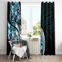 Plumeria Tribal Tattoo Window Curtain Blue Polynesian Pattern LT9 - Polynesian Pride