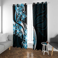 Plumeria Tribal Tattoo Window Curtain Blue Polynesian Pattern LT9 With Grommets Blue - Polynesian Pride