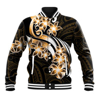 Plumeria Tribal Tattoo Baseball Jacket Gold Polynesian Pattern LT9 Unisex Gold - Polynesian Pride