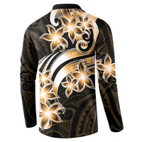 Plumeria Tribal Tattoo Button Sweatshirt Gold Polynesian Pattern LT9 - Polynesian Pride