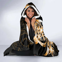 Plumeria Tribal Tattoo Hooded Blanket Gold Polynesian Pattern LT9 - Polynesian Pride
