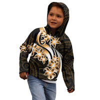 Plumeria Tribal Tattoo Kid Hoodie Gold Polynesian Pattern