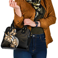 Plumeria Tribal Tattoo Shoulder Handbag Gold Polynesian Pattern