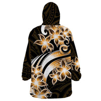 Plumeria Tribal Tattoo Wearable Blanket Hoodie Gold Polynesian Pattern LT9 - Polynesian Pride