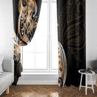 Plumeria Tribal Tattoo Window Curtain Gold Polynesian Pattern LT9 - Polynesian Pride