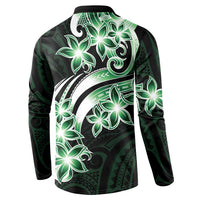 Plumeria Tribal Tattoo Button Sweatshirt Green Polynesian Pattern LT9 - Polynesian Pride