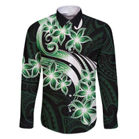 Plumeria Tribal Tattoo Family Matching Mermaid Dress and Hawaiian Shirt Green Polynesian Pattern
