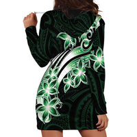 Plumeria Tribal Tattoo Hoodie Dress Green Polynesian Pattern LT9 - Polynesian Pride