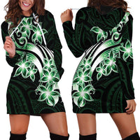 Plumeria Tribal Tattoo Hoodie Dress Green Polynesian Pattern LT9 - Polynesian Pride