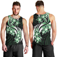 Plumeria Tribal Tattoo Men Tank Top Green Polynesian Pattern LT9 - Polynesian Pride