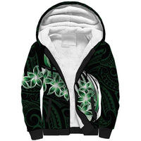 Plumeria Tribal Tattoo Sherpa Hoodie Green Polynesian Pattern LT9 Unisex Green - Polynesian Pride