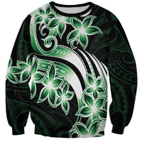 Plumeria Tribal Tattoo Sweatshirt Green Polynesian Pattern LT9 Unisex Green - Polynesian Pride