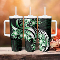 Plumeria Tribal Tattoo Tumbler With Handle Green Polynesian Pattern LT9 - Polynesian Pride