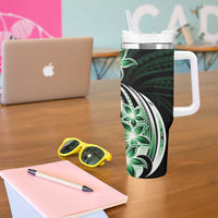Plumeria Tribal Tattoo Tumbler With Handle Green Polynesian Pattern LT9 - Polynesian Pride