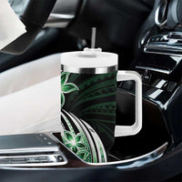Plumeria Tribal Tattoo Tumbler With Handle Green Polynesian Pattern LT9 - Polynesian Pride