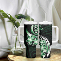 Plumeria Tribal Tattoo Tumbler With Handle Green Polynesian Pattern LT9 - Polynesian Pride
