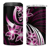 Plumeria Tribal Tattoo 4 in 1 Can Cooler Tumbler Pink Polynesian Pattern
