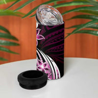 Plumeria Tribal Tattoo 4 in 1 Can Cooler Tumbler Pink Polynesian Pattern