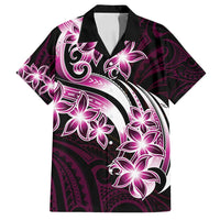 Plumeria Tribal Tattoo Family Matching Long Sleeve Bodycon Dress and Hawaiian Shirt Pink Polynesian Pattern LT9 Dad's Shirt - Short Sleeve Pink - Polynesian Pride