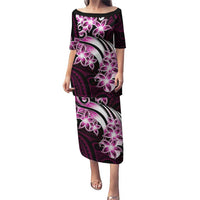 Plumeria Tribal Tattoo Puletasi Pink Polynesian Pattern LT9 Long Dress Pink - Polynesian Pride