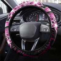 Plumeria Tribal Tattoo Steering Wheel Cover Pink Polynesian Pattern LT9 - Polynesian Pride