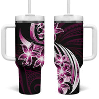 Plumeria Tribal Tattoo Tumbler With Handle Pink Polynesian Pattern LT9 One Size: 40 oz Pink - Polynesian Pride