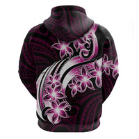 Plumeria Tribal Tattoo Zip Hoodie Pink Polynesian Pattern