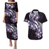 Plumeria Tribal Tattoo Couples Matching Puletasi and Hawaiian Shirt Purple Polynesian Pattern LT9 Purple - Polynesian Pride