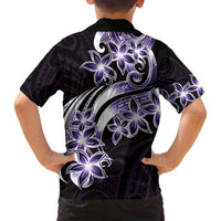 Plumeria Tribal Tattoo Family Matching Tank Maxi Dress and Hawaiian Shirt Purple Polynesian Pattern
