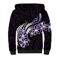 Plumeria Tribal Tattoo Sherpa Hoodie Purple Polynesian Pattern LT9 - Polynesian Pride