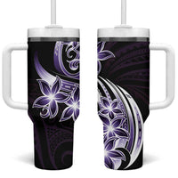 Plumeria Tribal Tattoo Tumbler With Handle Purple Polynesian Pattern LT9 One Size: 40 oz Purple - Polynesian Pride
