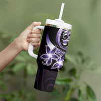 Plumeria Tribal Tattoo Tumbler With Handle Purple Polynesian Pattern LT9 - Polynesian Pride