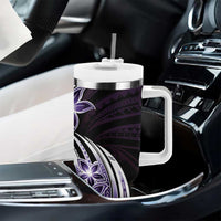 Plumeria Tribal Tattoo Tumbler With Handle Purple Polynesian Pattern LT9 - Polynesian Pride