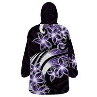 Plumeria Tribal Tattoo Wearable Blanket Hoodie Purple Polynesian Pattern LT9 - Polynesian Pride