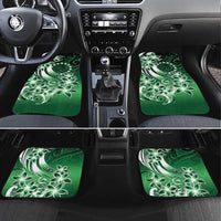 Cook Islands Tattoo Car Mats Plumeria Polynesian Pattern LT9 Set 4pcs Green - Polynesian Pride