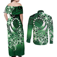 Cook Islands Tattoo Couples Matching Off Shoulder Maxi Dress and Long Sleeve Button Shirt Plumeria Polynesian Pattern LT9 - Polynesian Pride