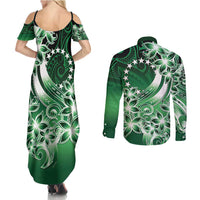 Cook Islands Tattoo Couples Matching Summer Maxi Dress and Long Sleeve Button Shirt Plumeria Polynesian Pattern LT9 - Polynesian Pride