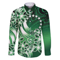 Cook Islands Tattoo Family Matching Tank Maxi Dress and Hawaiian Shirt Plumeria Polynesian Pattern LT9 Dad's Shirt - Long Sleeve Green - Polynesian Pride
