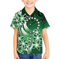 Cook Islands Tattoo Family Matching Tank Maxi Dress and Hawaiian Shirt Plumeria Polynesian Pattern LT9 Son's Shirt Green - Polynesian Pride