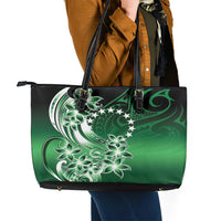 Cook Islands Tattoo Leather Tote Bag Plumeria Polynesian Pattern LT9 - Polynesian Pride