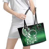 Cook Islands Tattoo Leather Tote Bag Plumeria Polynesian Pattern LT9 - Polynesian Pride